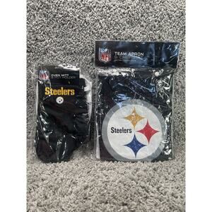 Pittsburgh Steelers NFL Team Apron Chef Hat Oven Mitt & Pot Holder Bundle New